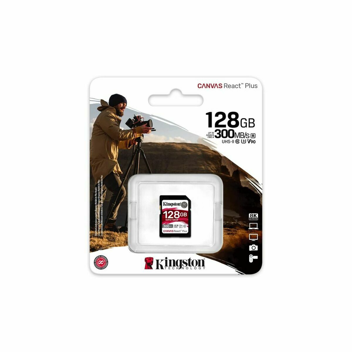 Tarjeta de Memoria Micro SD con Adaptador Kingston SDR2/128GB 128 GB SDXC UHS-II 8K Ultra HD
