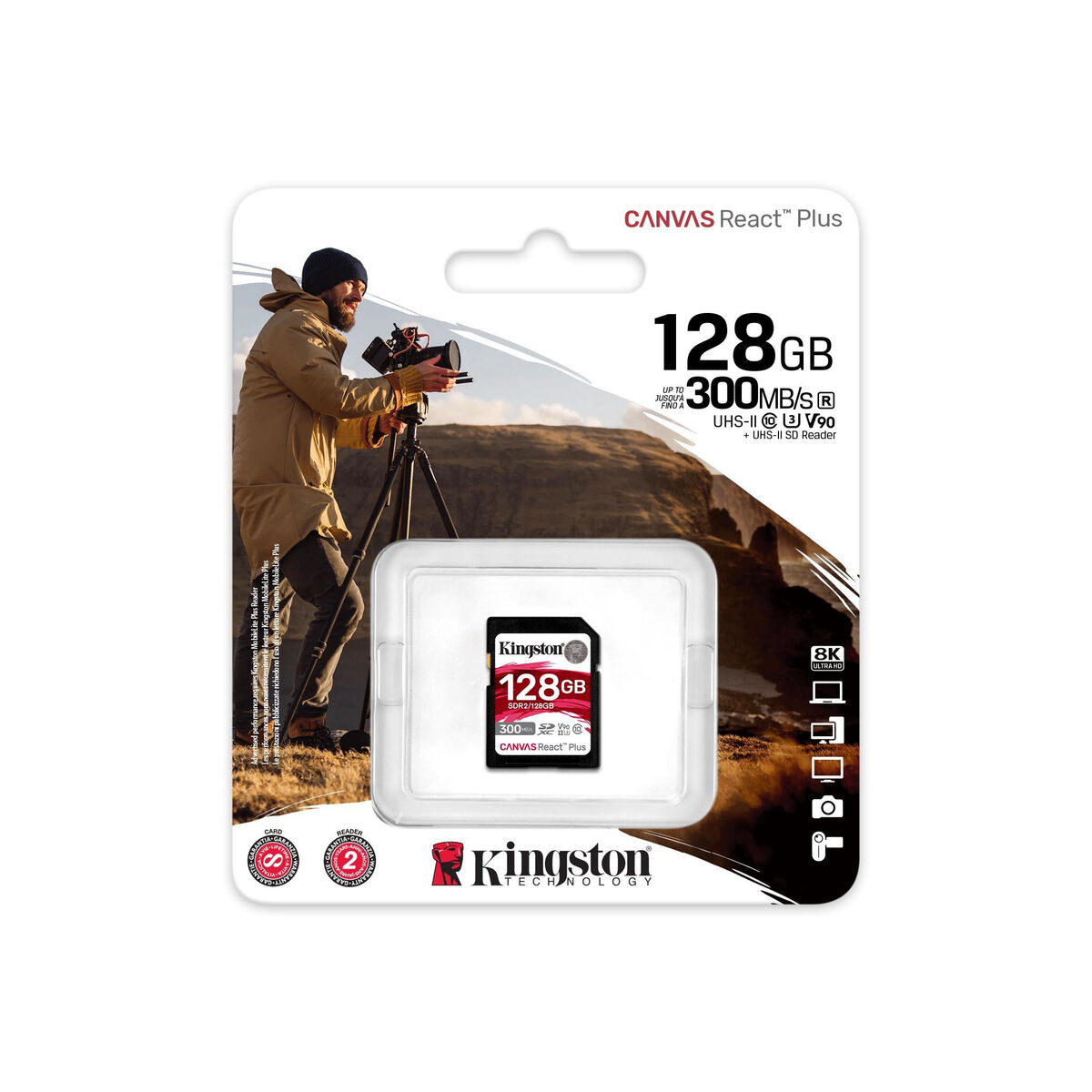 Tarjeta de Memoria Micro SD con Adaptador Kingston SDR2/128GB 128 GB SDXC UHS-II 8K Ultra HD