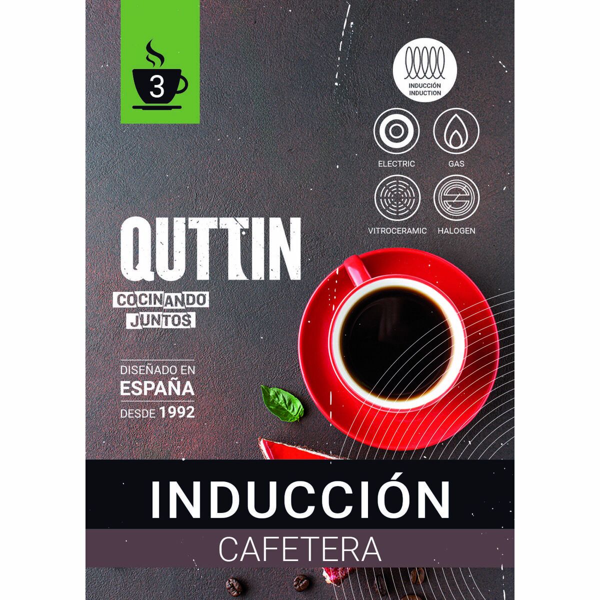 Cafetera Italiana Quttin Rojo Aluminio (6 Unidades)