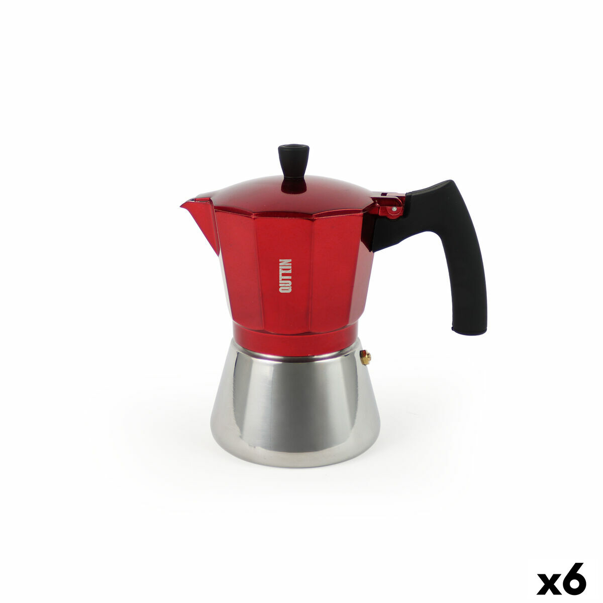 Cafetera Italiana Quttin Rojo Aluminio (6 Unidades)