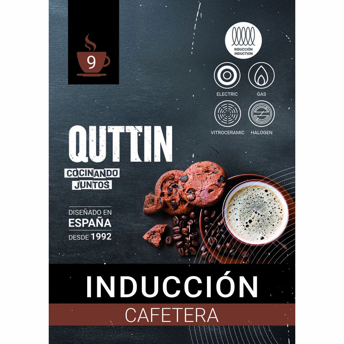 Cafetera Italiana Quttin Negro 0,45 L (6 Unidades)