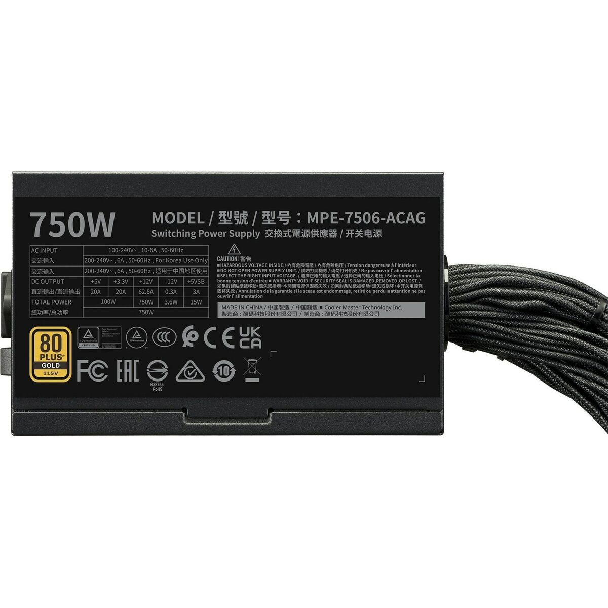 Fuente de Alimentación Cooler Master MPE-7506-ACAG-BEU 750 W 80 Plus Gold