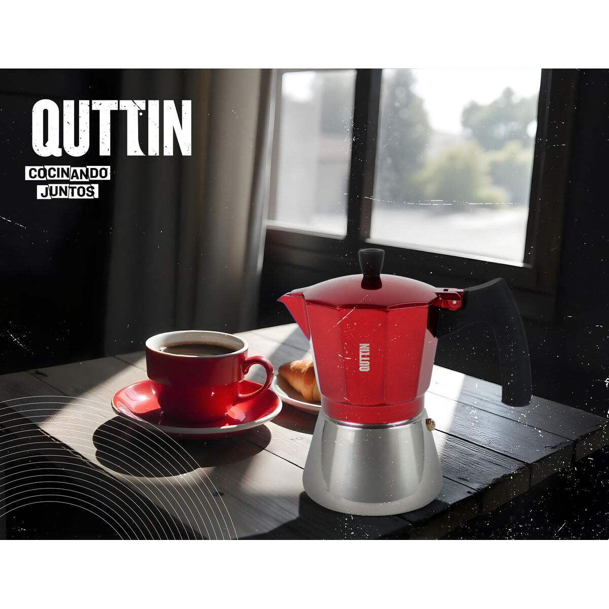 Cafetera Italiana Quttin Rojo Aluminio 0,3 L (6 Unidades)