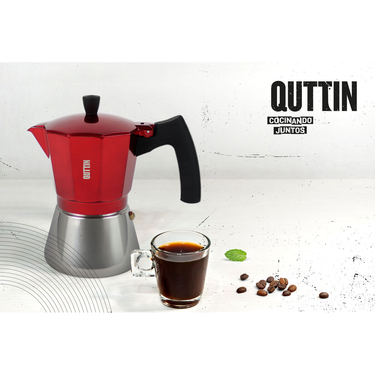 Cafetera Italiana Quttin Rojo Aluminio 0,3 L (6 Unidades)