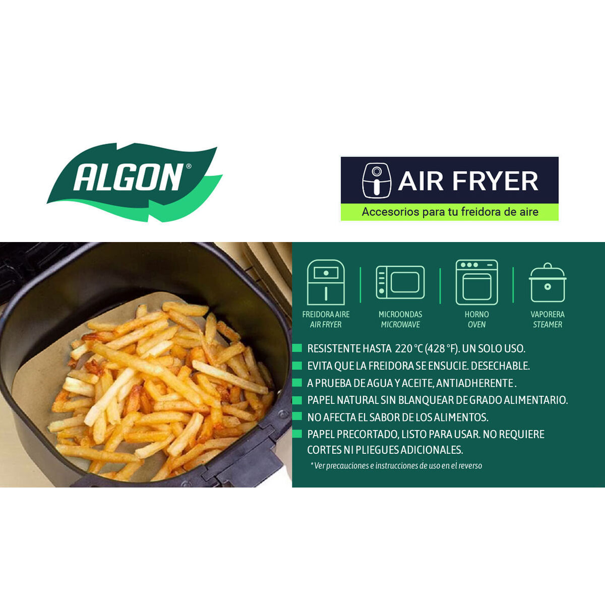 Papel para freidora de aire Inde 20 cm (24 Unidades)