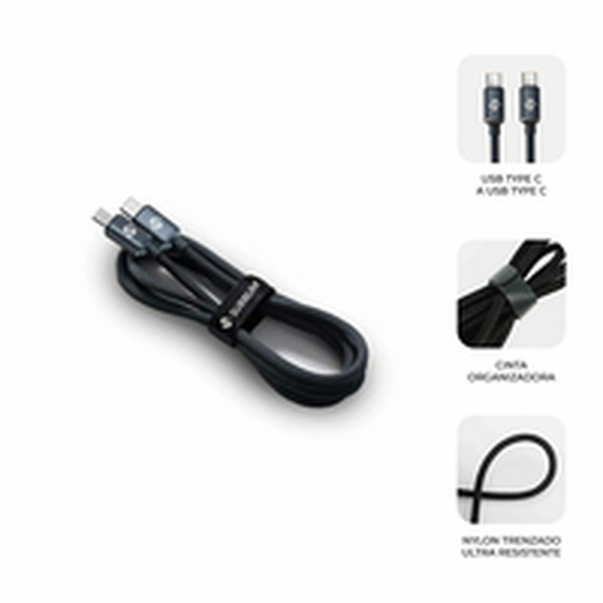 Cable USB-C a USB-C Subblim OPTIMUS Negro 1 m
