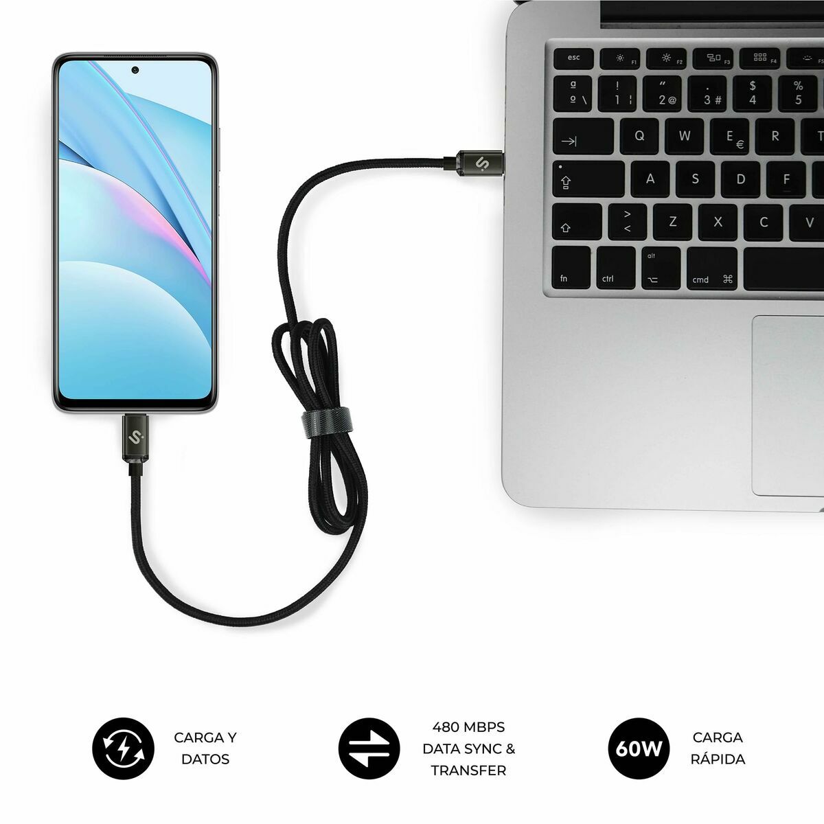 Cable USB-C a USB-C Subblim OPTIMUS Negro 1 m