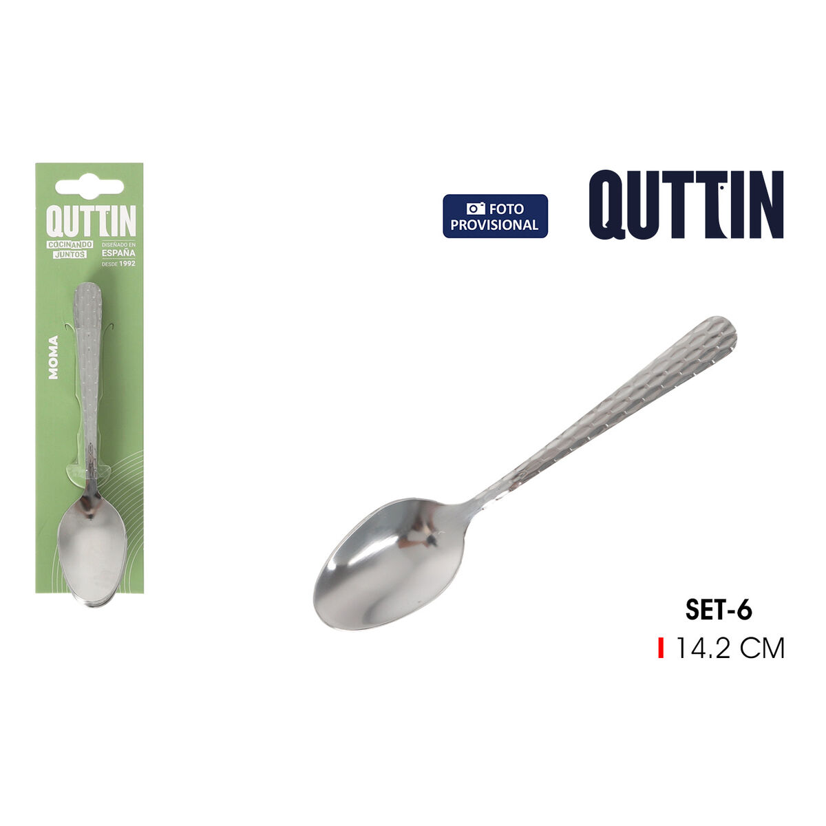 Set de cucharas de postre Quttin MOMA Negro 14,2 x 3,2 cm 6 Piezas (12 Unidades)