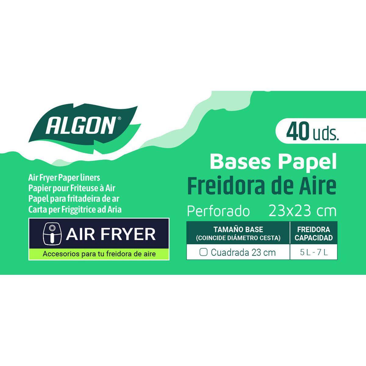 Papel para freidora de aire Inde 23 cm (24 Unidades)