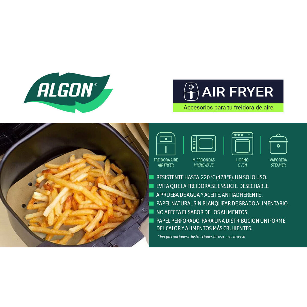 Papel para freidora de aire Inde 23 cm (24 Unidades)