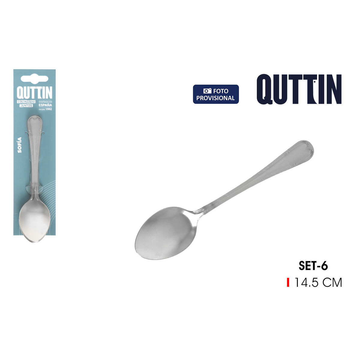 Set de cucharas de postre Quttin Sofia Negro 14,5 x 3,5 cm 6 Piezas (12 Unidades)