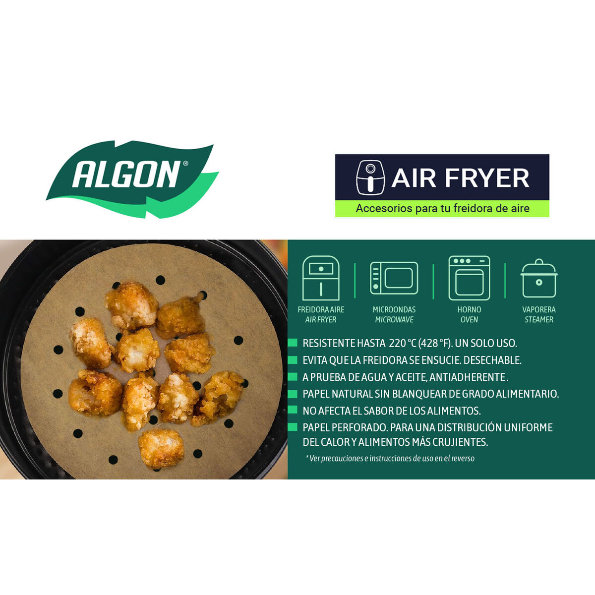 Papel para freidora de aire Inde 20 cm (24 Unidades)