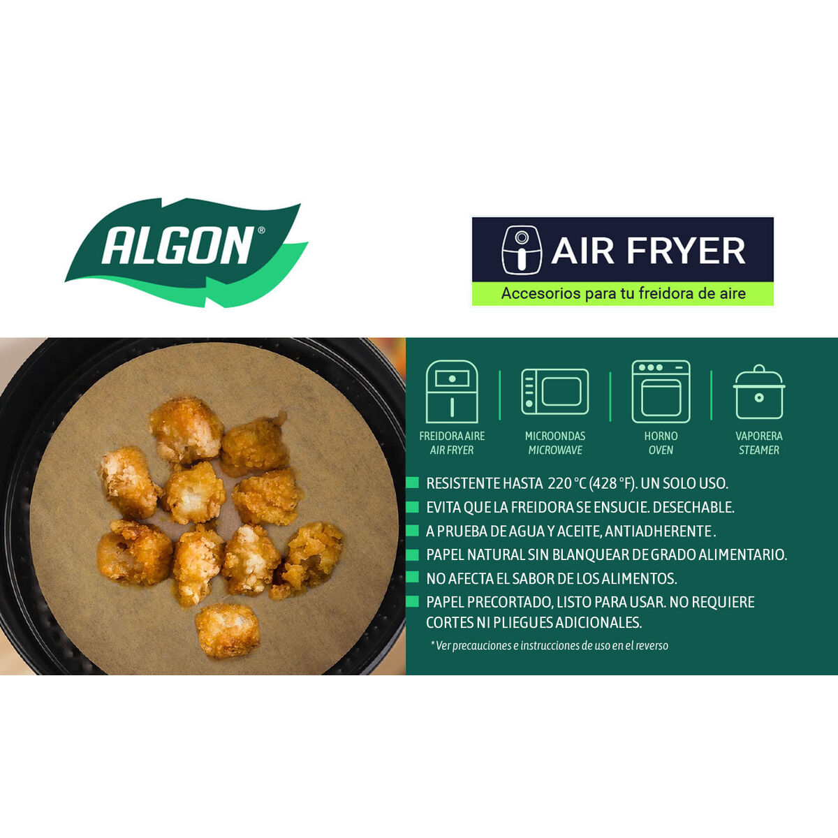 Papel para freidora de aire Inde 23 cm (24 Unidades)