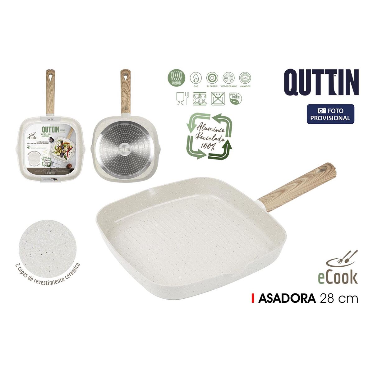 Sartén Asadora Quttin ECOOK Blanco