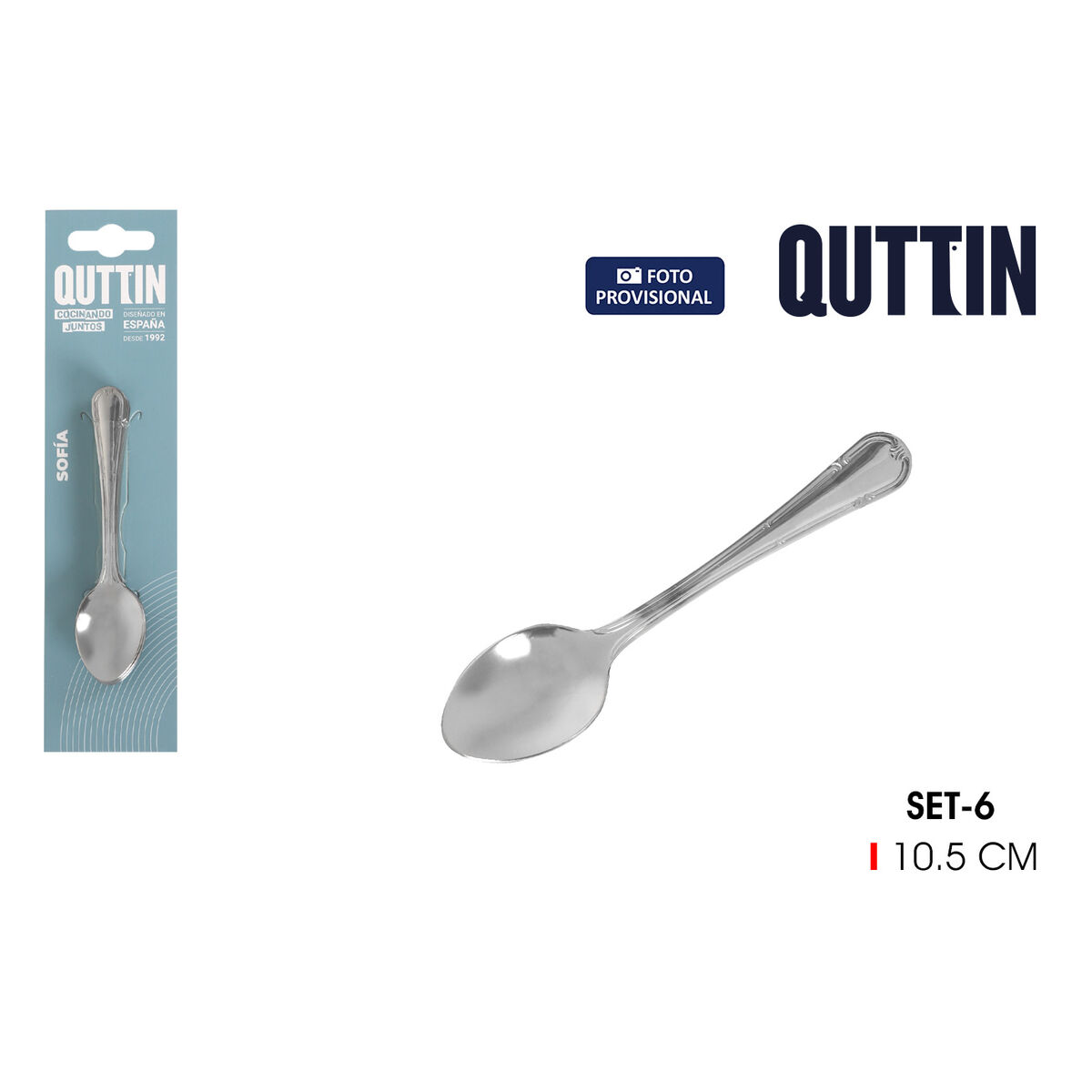 Cuchara de Café Quttin Sofia 10,5 x 2,5 cm 6 Piezas (12 Unidades)