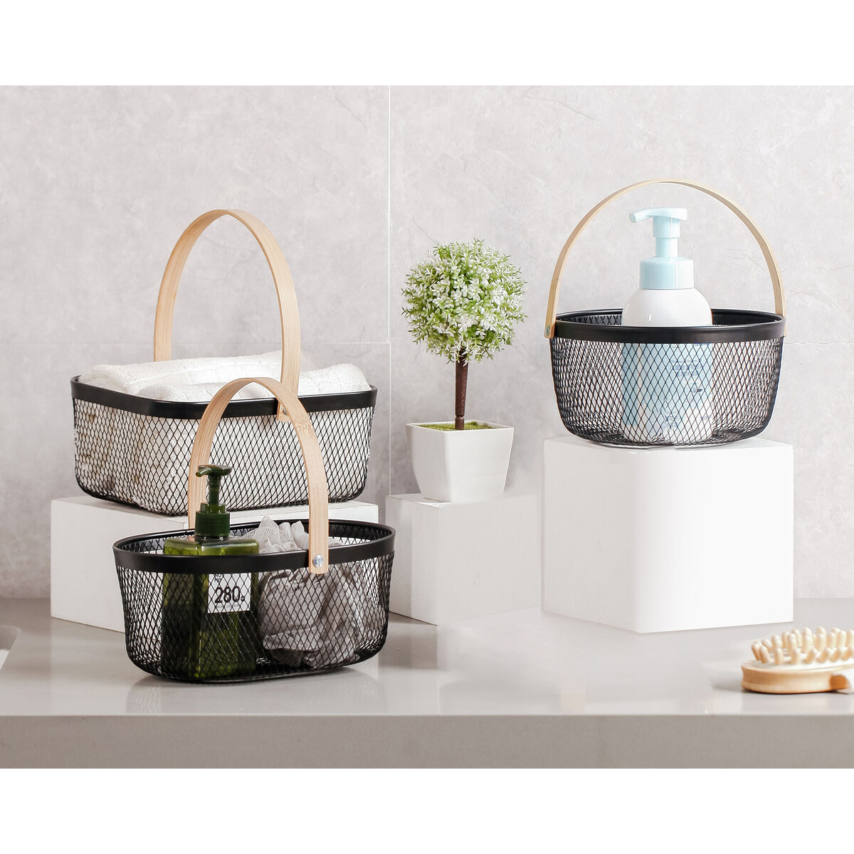 Cesta Confortime Metal Bambú (12 Unidades)