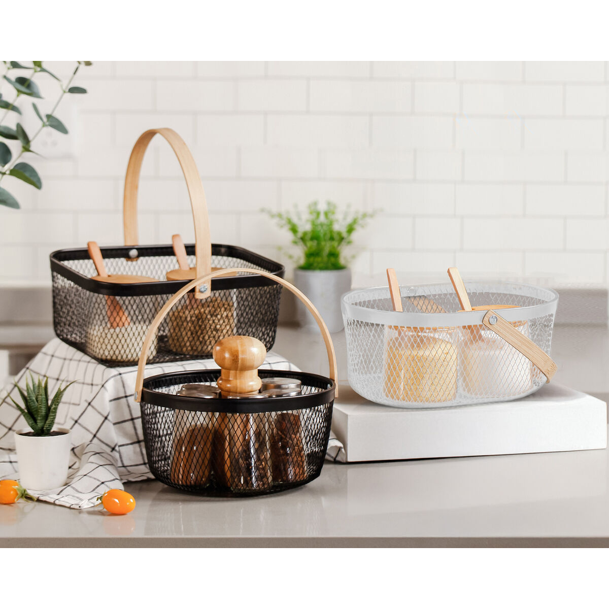 Cesta Confortime Metal Bambú (12 Unidades)