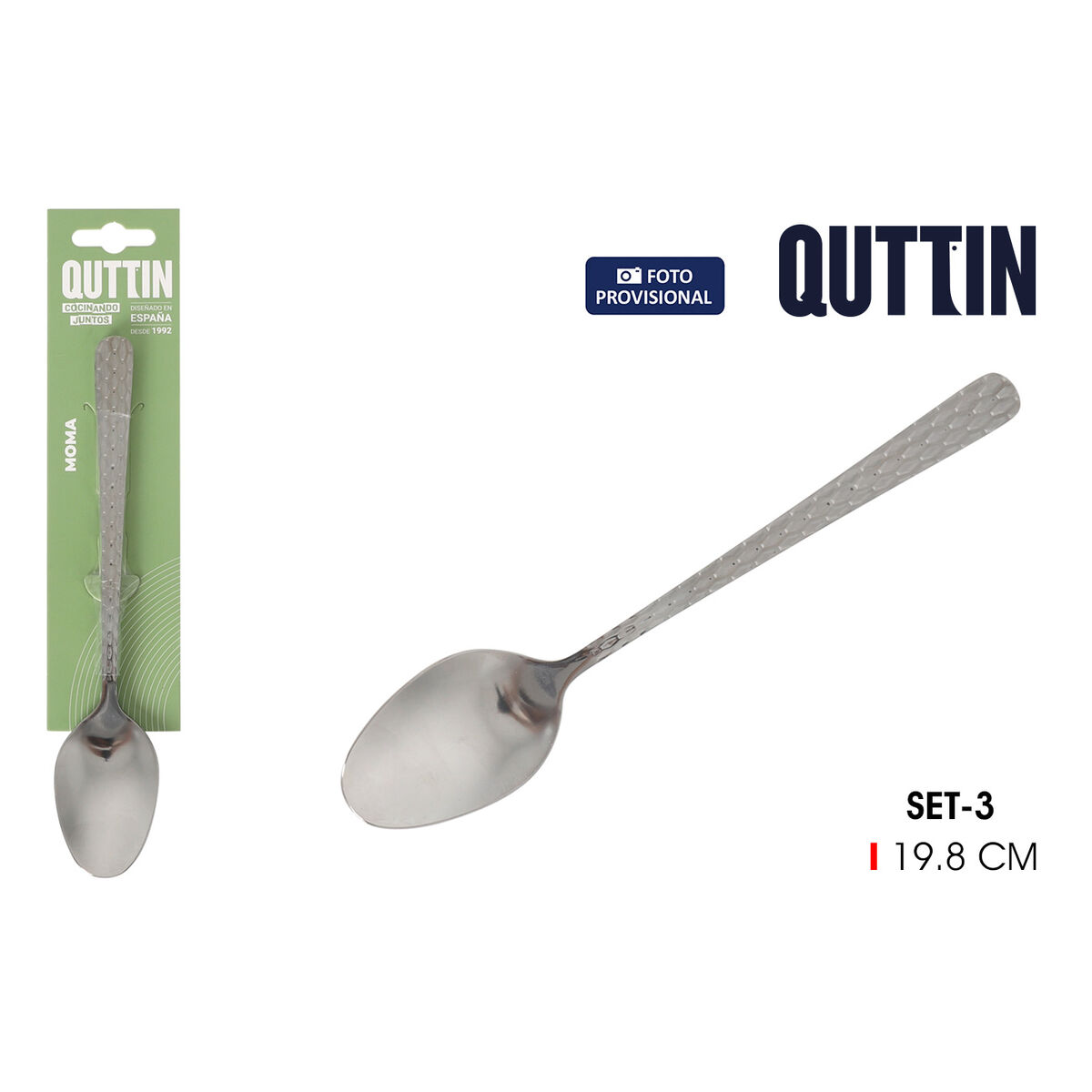 Cuchara de mesa Quttin Moma 19,8 x 3,8 cm 3 Piezas (12 Unidades)