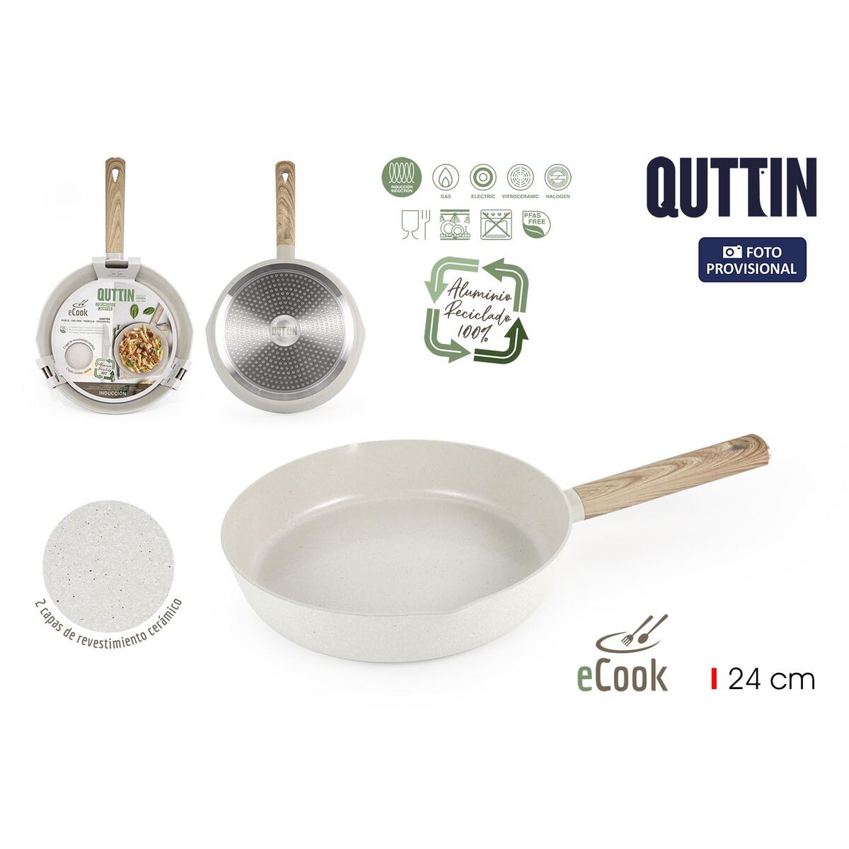 Sartén Quttin ECOOK Blanco (6 Unidades)