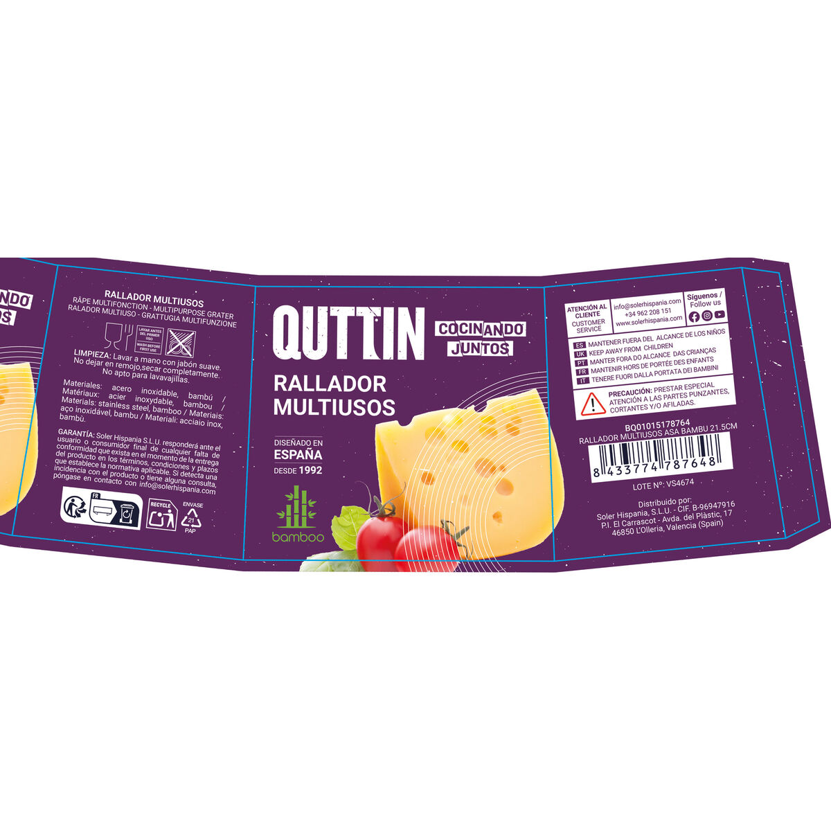 Rallador Quttin Bambú 9 x 6,8 x 21,5 cm (24 Unidades)