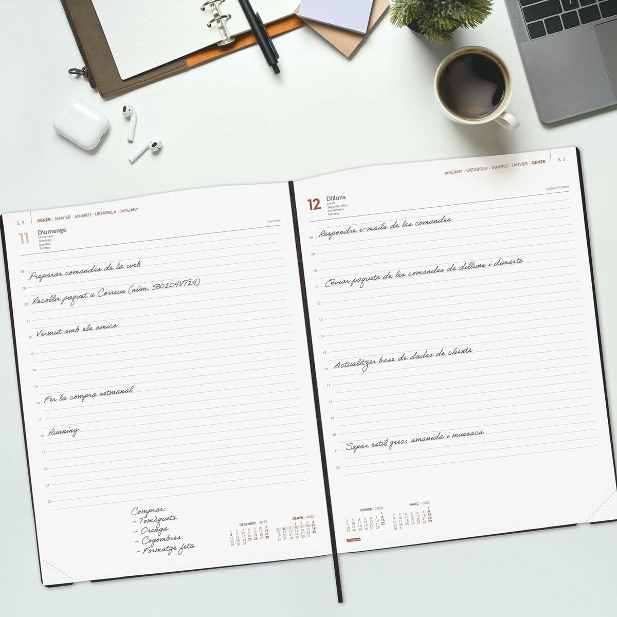 Agenda Finocam DYNAMIC MARA Negro 21 x 27 cm A4 2026