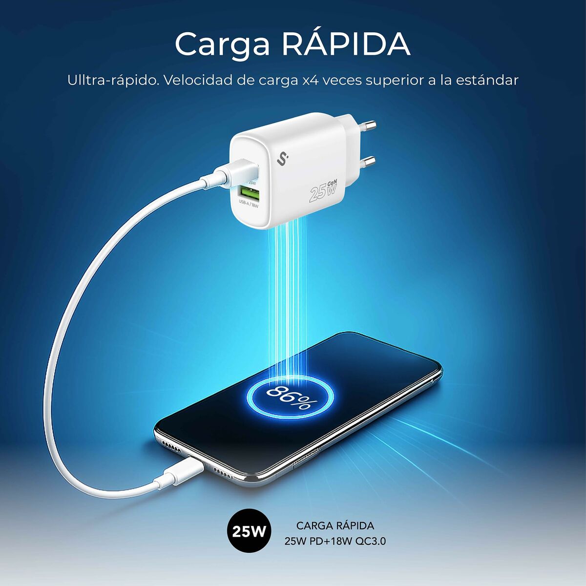 Cargador de Pared Subblim SUBCHG-6G2510 Blanco 25 W