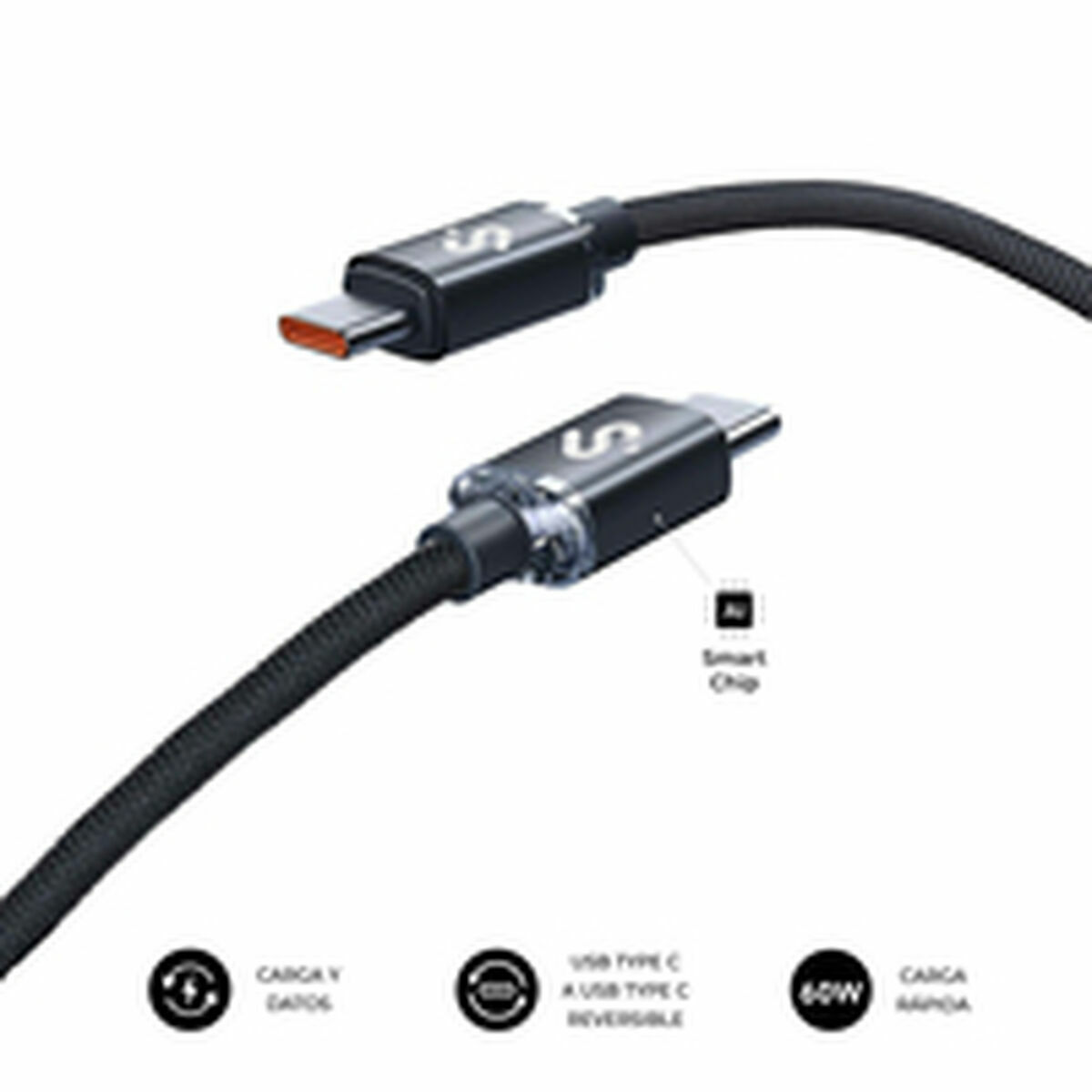 Cable USB-C a USB-C Subblim OPTIMUS Negro 2 m