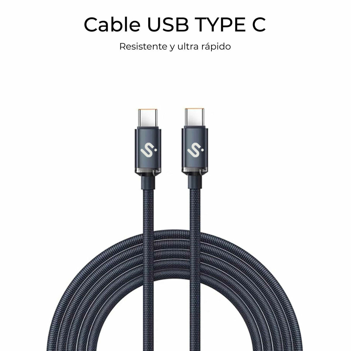 Cable USB-C a USB-C Subblim OPTIMUS Negro 2 m