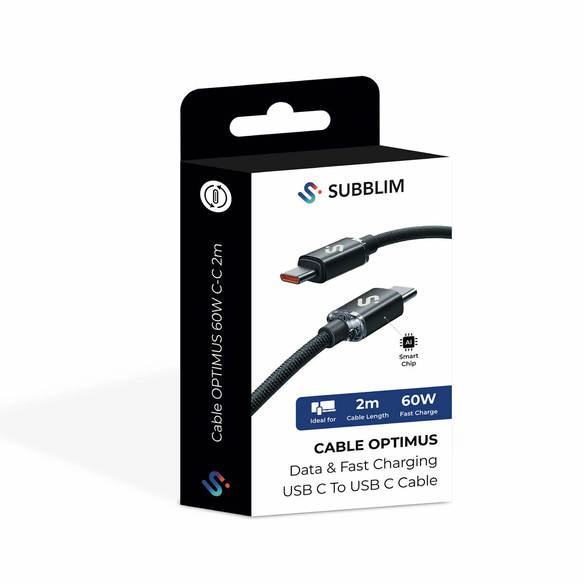 Cable USB-C a USB-C Subblim OPTIMUS Negro 2 m