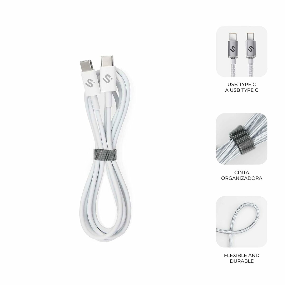 Cable USB-C a USB-C Subblim PLUS Negro 1 m