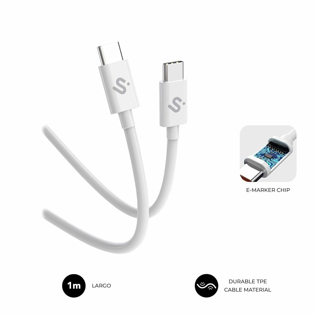 Cable USB-C a USB-C Subblim PLUS Negro 1 m