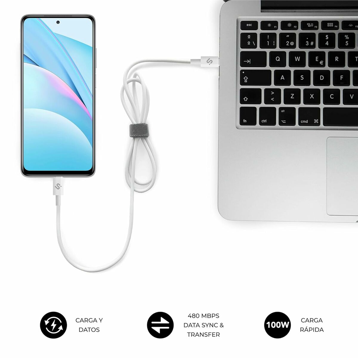 Cable USB-C a USB-C Subblim PLUS Negro 1 m