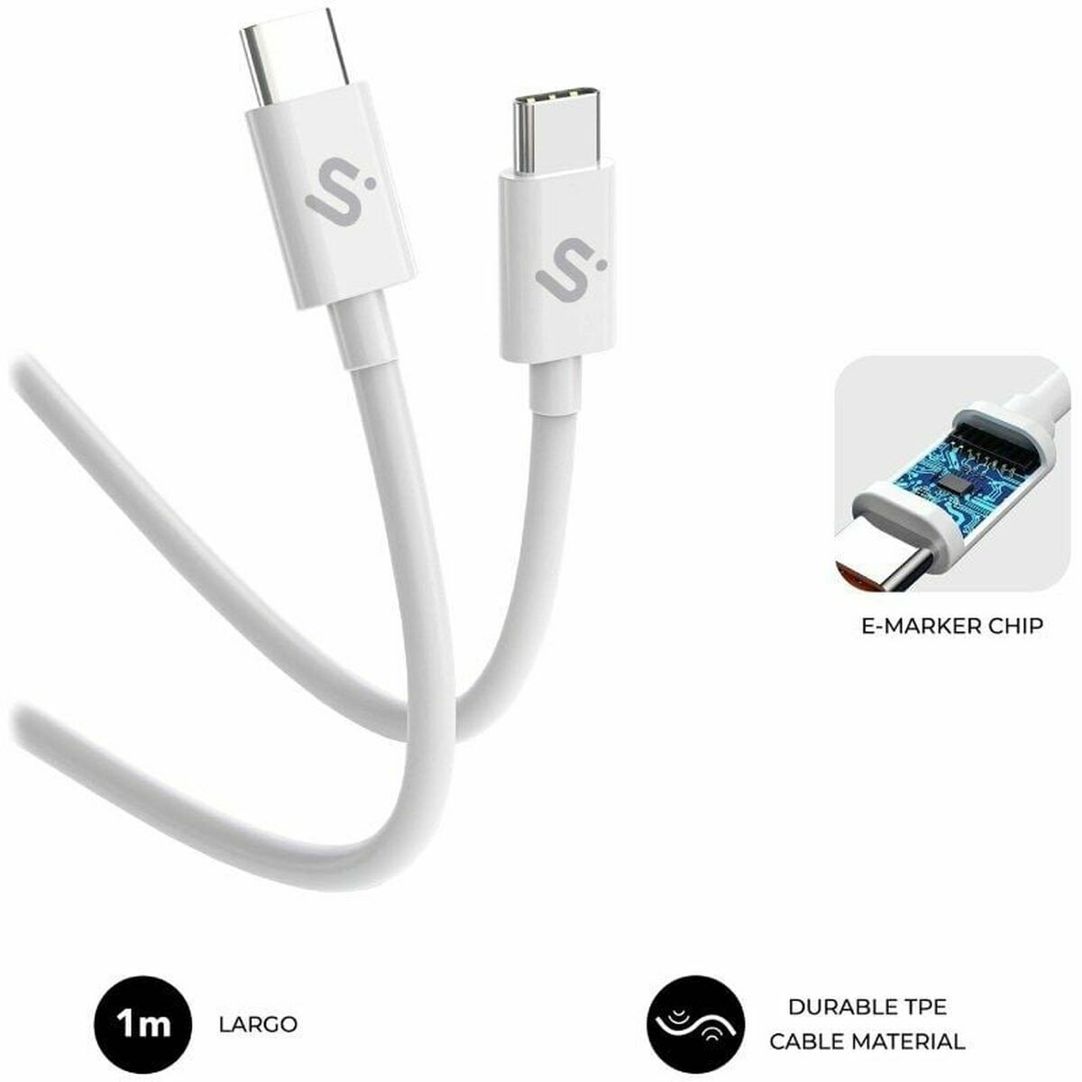 Cable USB-C a USB-C Subblim PLUS Negro 1 m