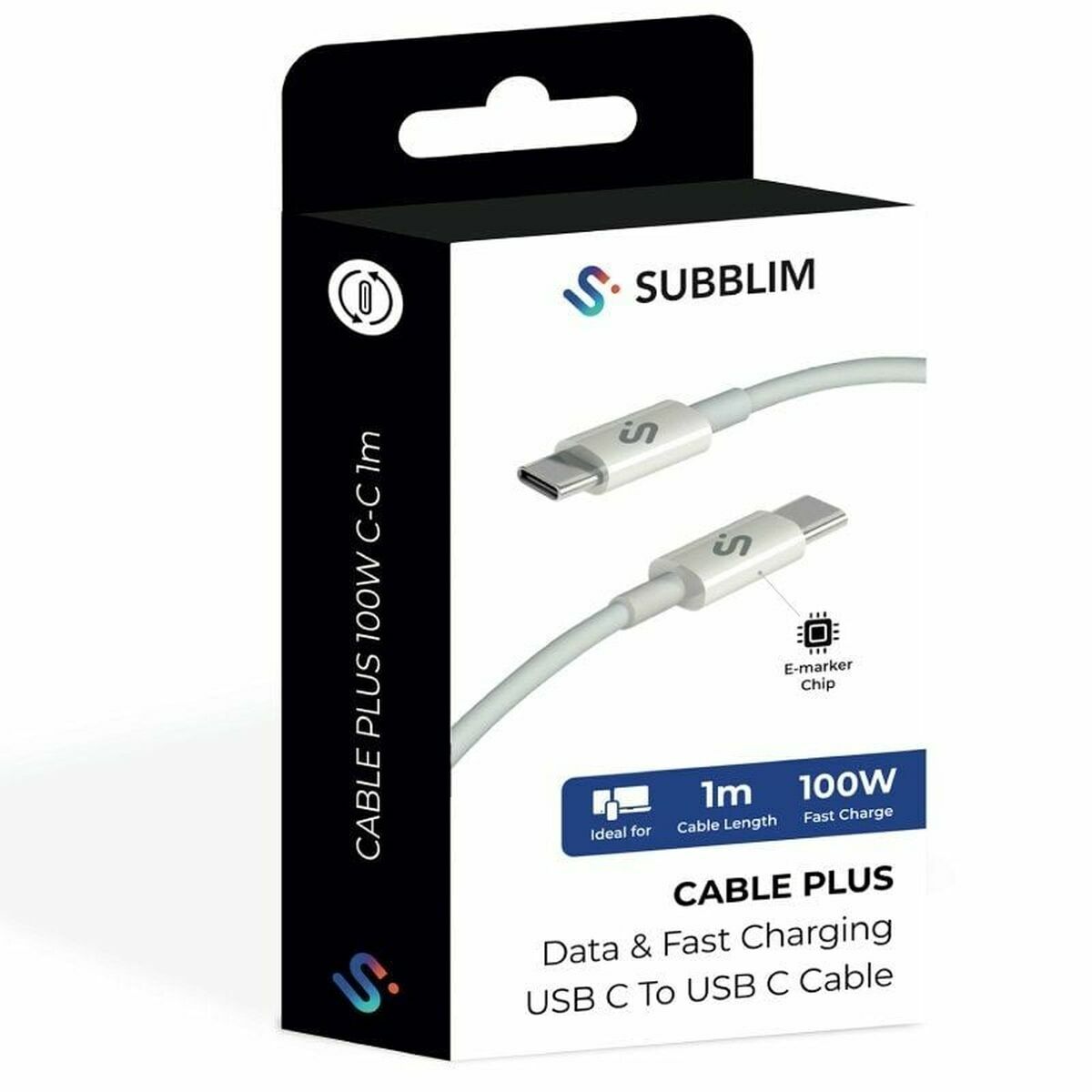 Cable USB-C a USB-C Subblim PLUS Negro 1 m