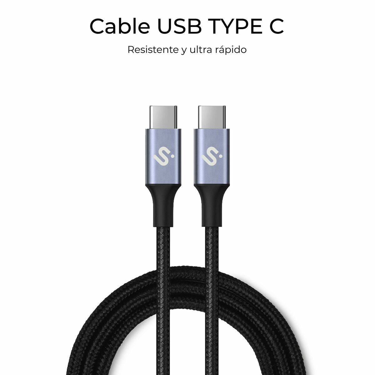 Cable USB-C a USB-C Subblim PLUS Negro 1 m