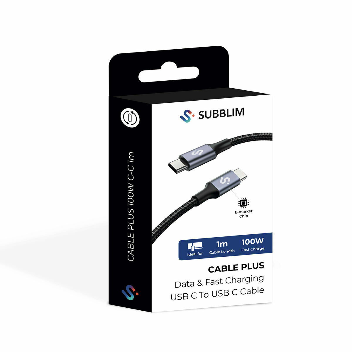 Cable USB-C a USB-C Subblim PLUS Negro 1 m