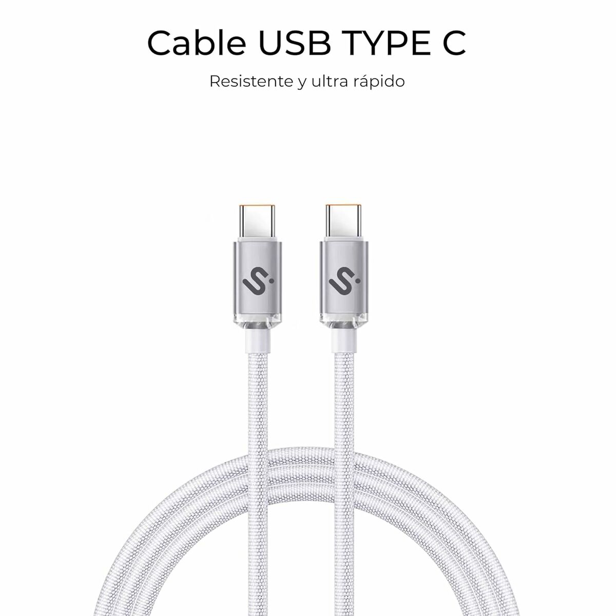 Cable USB-C a USB-C Subblim OPTIMUS Blanco 2 m