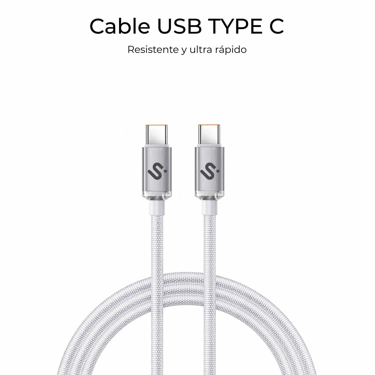 Cable USB-C a USB-C Subblim OPTIMUS Blanco 1 m