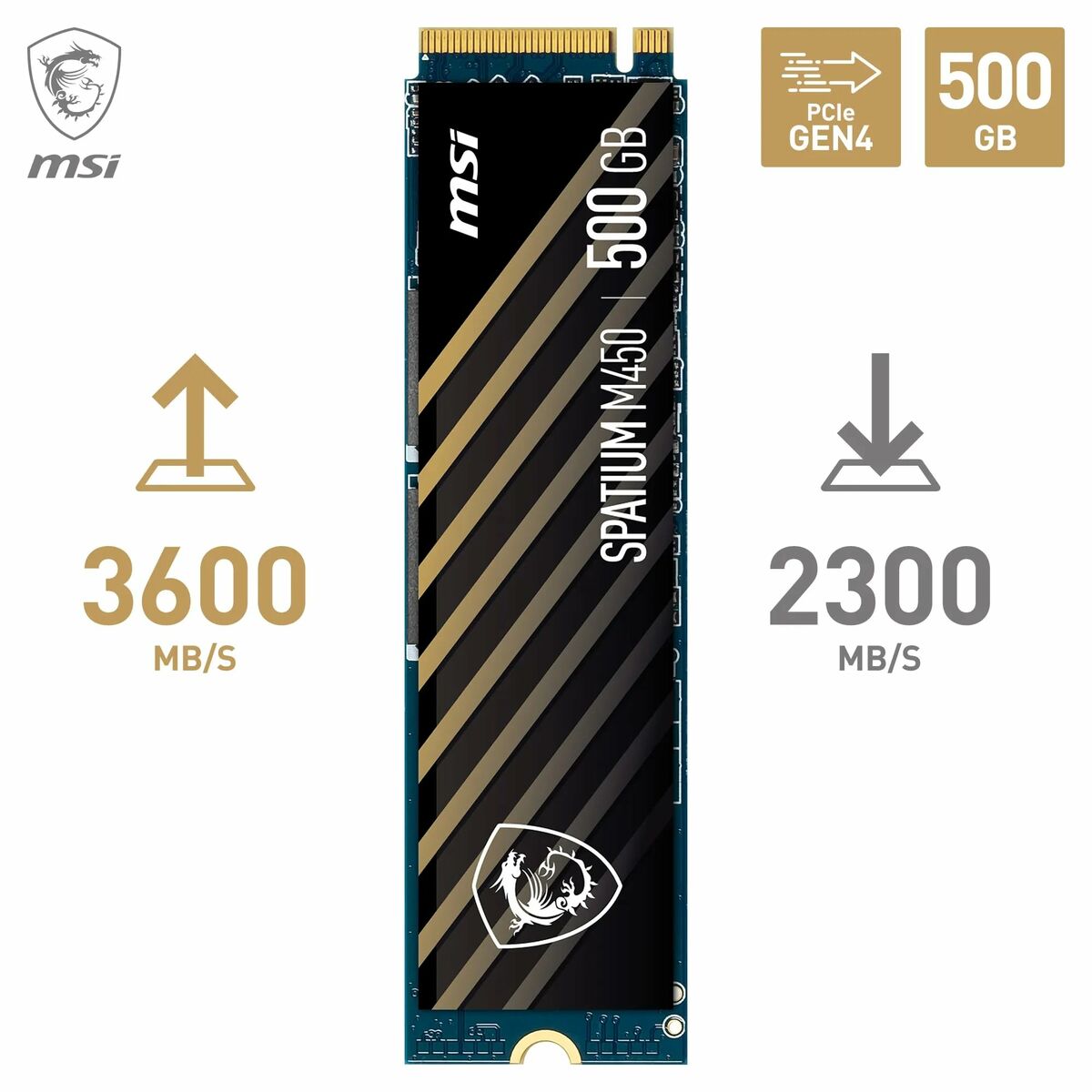 Disco Duro MSI SPATIUM M450 PCIe 4.0 NVMe M.2 500GB 500 GB SSD