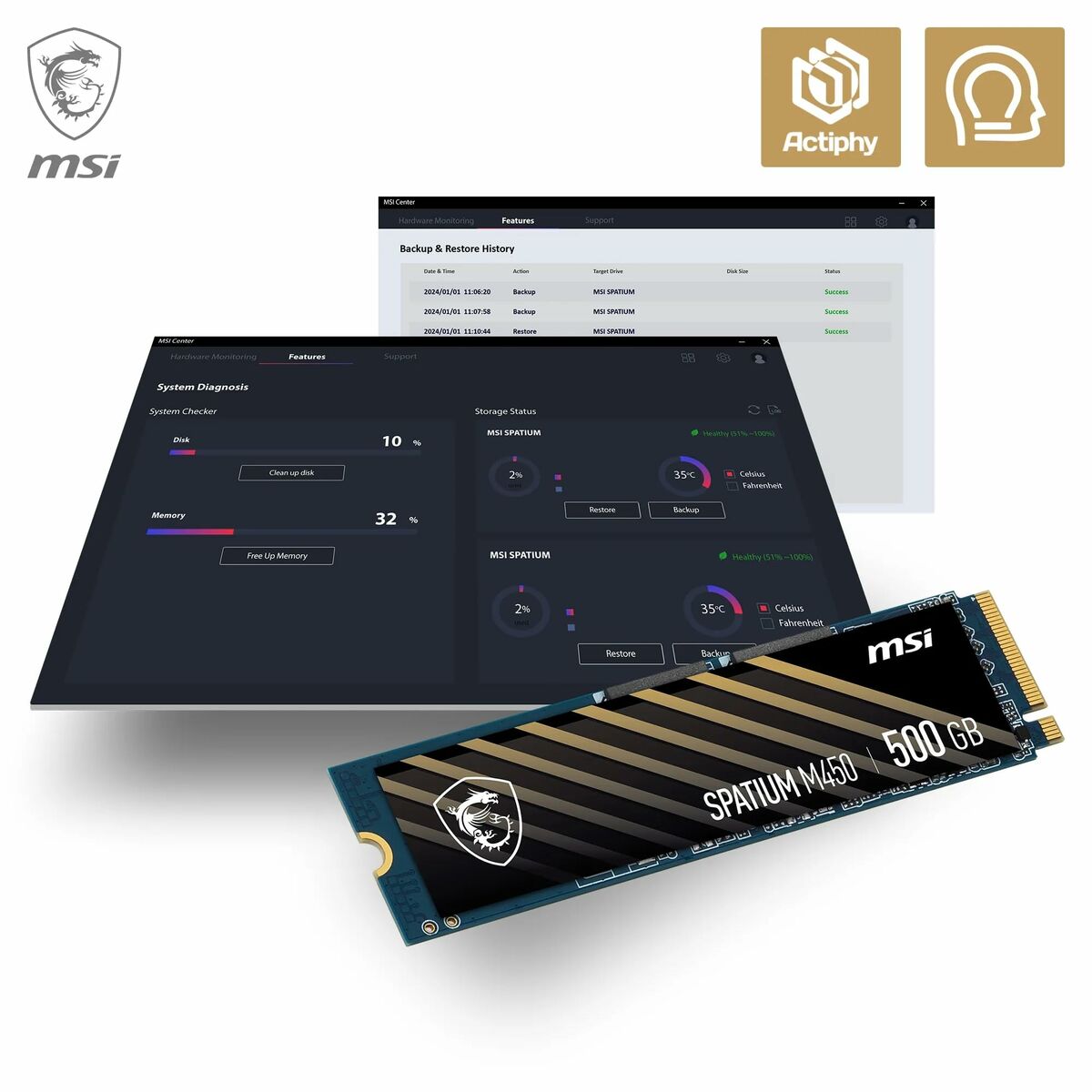 Disco Duro MSI SPATIUM M450 PCIe 4.0 NVMe M.2 500GB 500 GB SSD