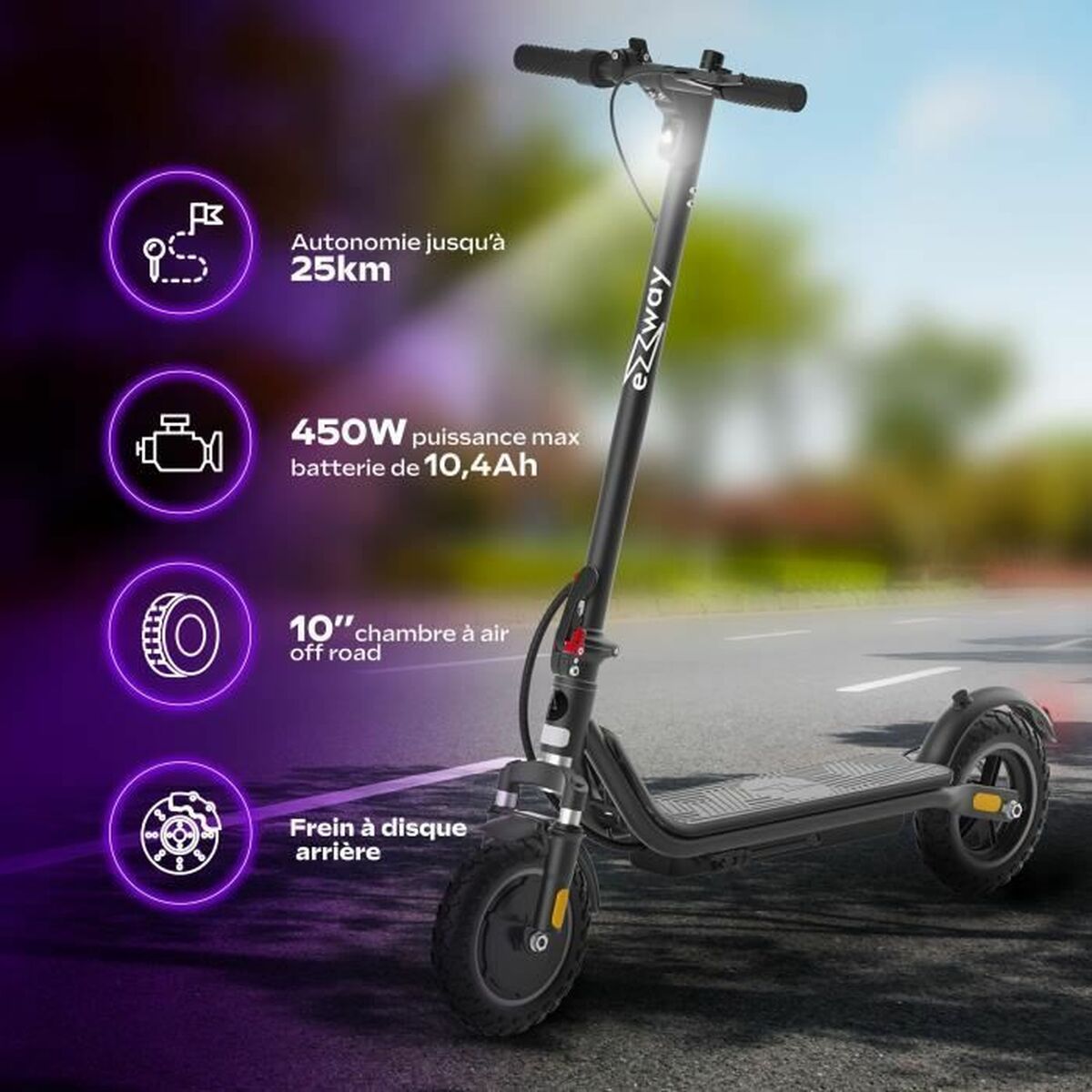 Patinete Eléctrico EZWAY Negro 450 W 25 km/h