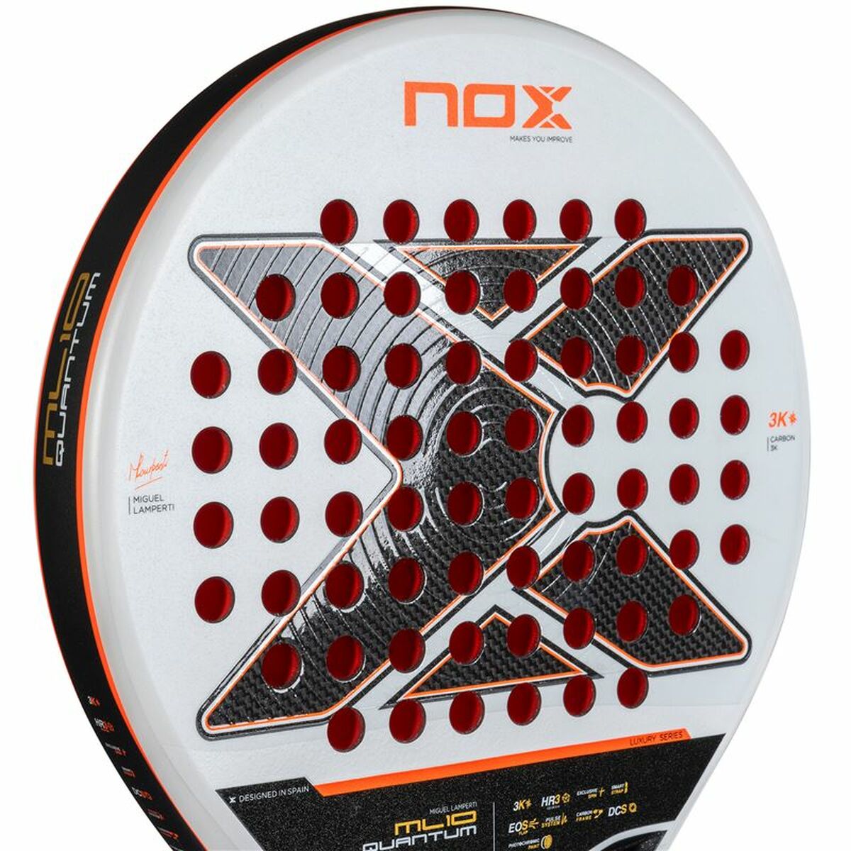 Pala de Pádel Nox ML10 Quantum 3K Blanco Fibra de carbono