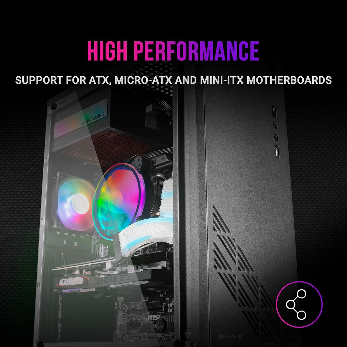 Caja Semitorre ATX Mars Gaming MC100 Negro