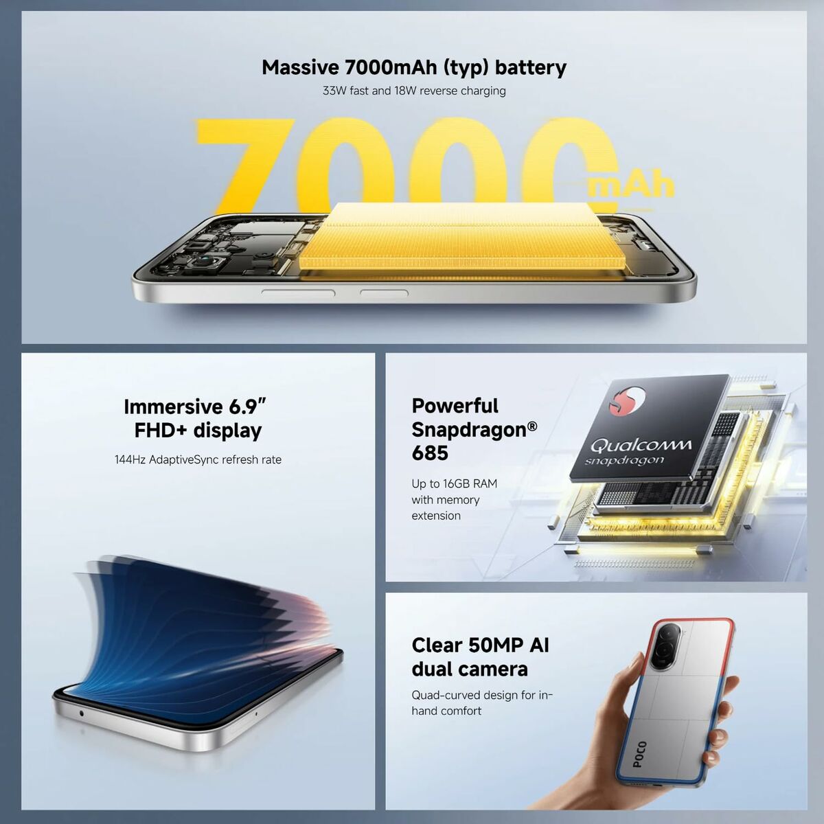 Smartphone Xiaomi POCO M7 Octa Core 8 GB RAM 128 GB Negro 6,9"