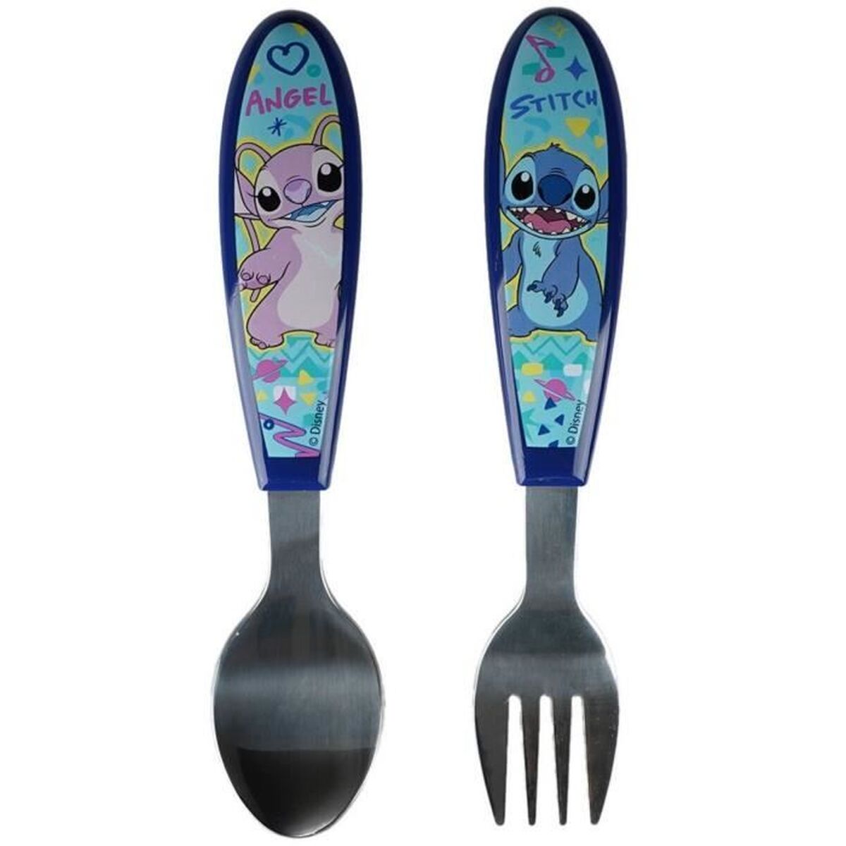 Juego de Cubiertos ThermoBaby LILO & STITCH Azul Turquesa Metal Acero Inoxidable 2 Piezas