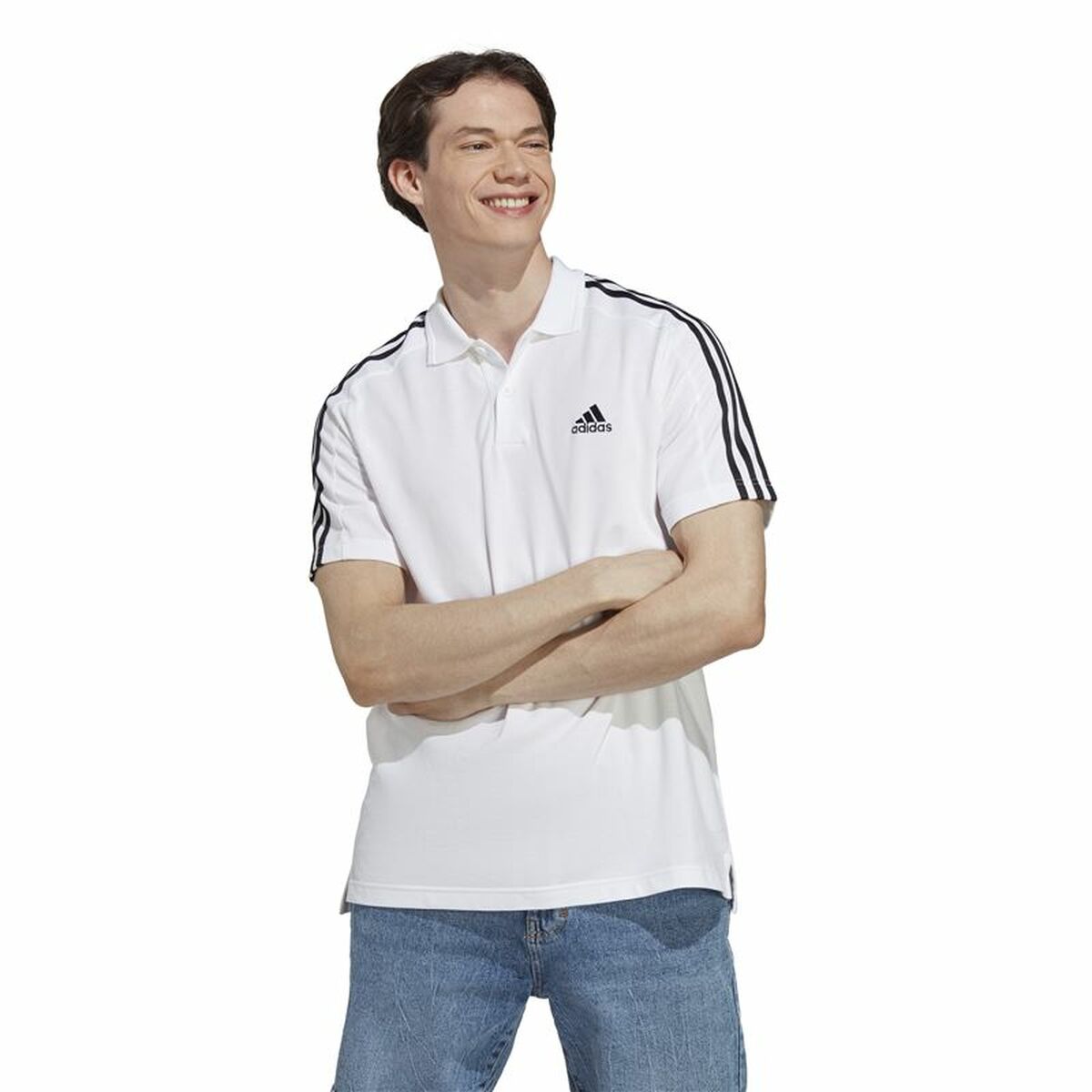 Polo de Manga Corta Hombre Adidas Essentials Blanco XL