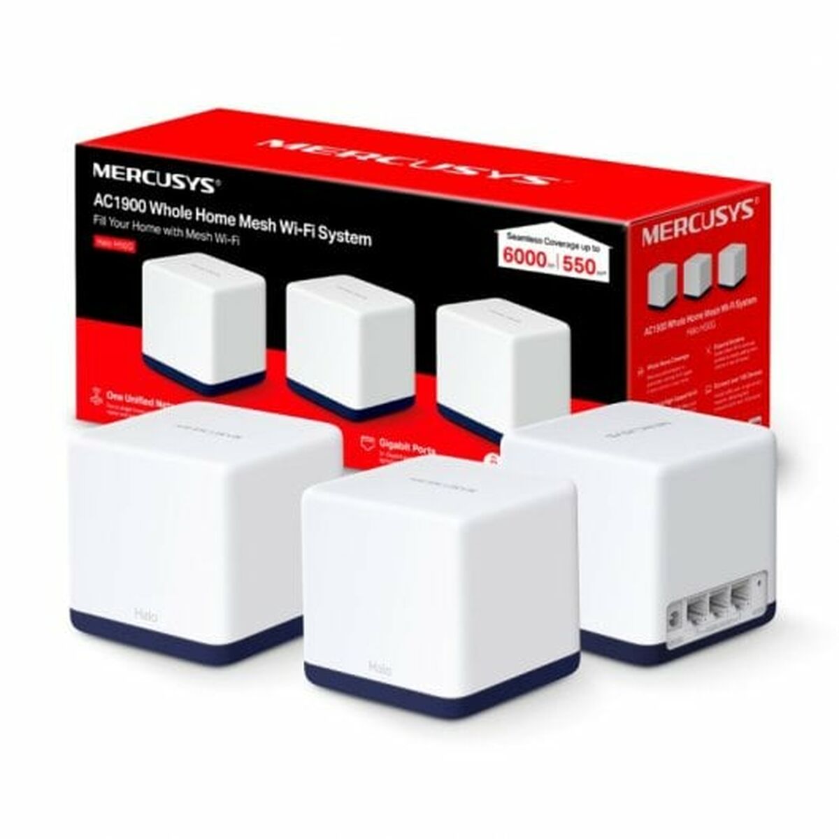 Punto de Acceso Mercusys Halo H50G Blanco 1300 Mbps Mesh (3 Unidades)