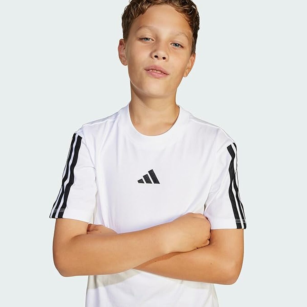 Camiseta de Manga Corta Infantil Adidas J 3S TEE 160 JD6488 Blanco (10 Años)