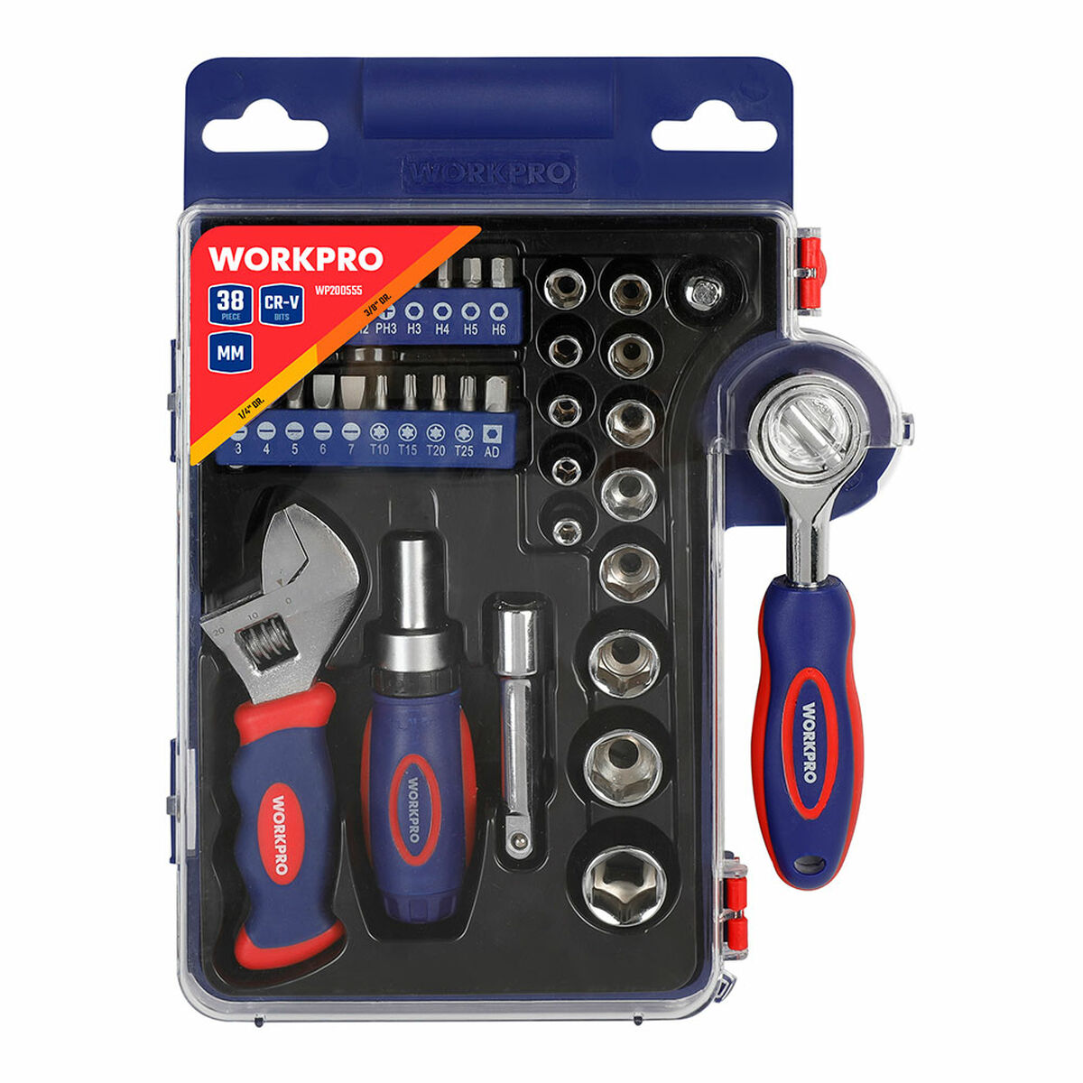 Juego de llaves de vaso Workpro 3/8" 38 Piezas