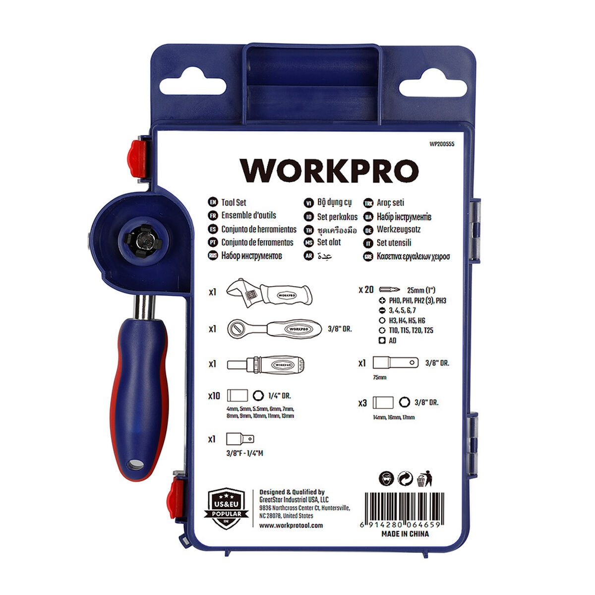 Juego de llaves de vaso Workpro 3/8" 38 Piezas